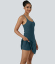 SoftlyZero™ Airy Cut Out 2-in-1 Pocket Cool Touch Longer Active Dress-UPF50+ - Ink Green