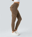 DayStretch High Waisted Cargo Pocket Skinny Yoga Leggings - Sepia