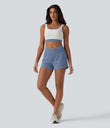 SoftlyZero™ Airy Crossover High Waisted 2-in-1 Cool Touch Yoga Shorts 3'' with Pockets - Infinity