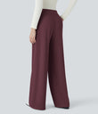Halara Flex™ High Waisted Body Sculpt Waist-Slimming Pocket Wide Leg Micro Waffle Work Pants - Evening Red