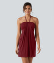 Halter Tie Back Mini Resort Dress with Pockets - Emboldened