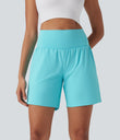 SoftlyZero™ Airy Super High Waisted 2-in-1 Cool Touch Yoga Shorts 7" with Pockets - Loka Blue