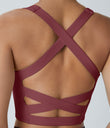 SoftlyZero™ Airy Square Neck Backless Crisscross Cropped Cool Touch Yoga Tank Top-UPF50+ - Cordovan