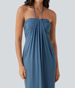 Halter Tie Back Maxi Dress with Pockets - Stellar