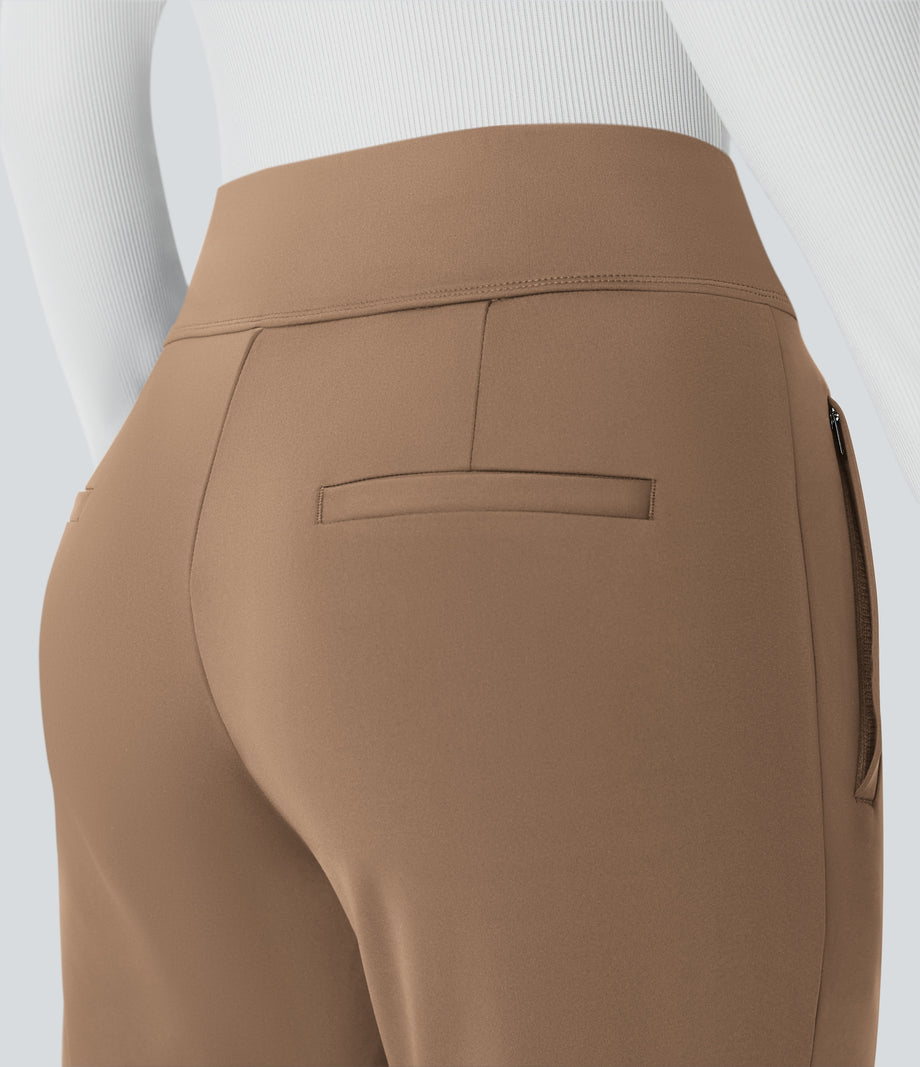 Halara Flex™ DayStretch Mid Rise Side Zipper Pocket Work Flare Pants - Burro