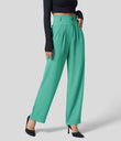 Halara Flex™ High Waisted Zipper Pocket Shirred Straight Leg Work Pants - Spearmint