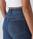 Halara Flex™ High Waisted Pockets Rolled Hem Wide Leg Washed Casual Jeans - Paint Blue Denim