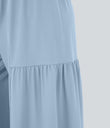 Breezeful™ High Waisted Shirred Tie Front & Back Wide Leg Flowy Quick Dry Casual Pants - Thin Ice Blue