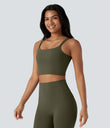 Halara UltraSculpt™ Double Straps Twisted Backless Cropped Yoga Tank Top - Grass Grey Green