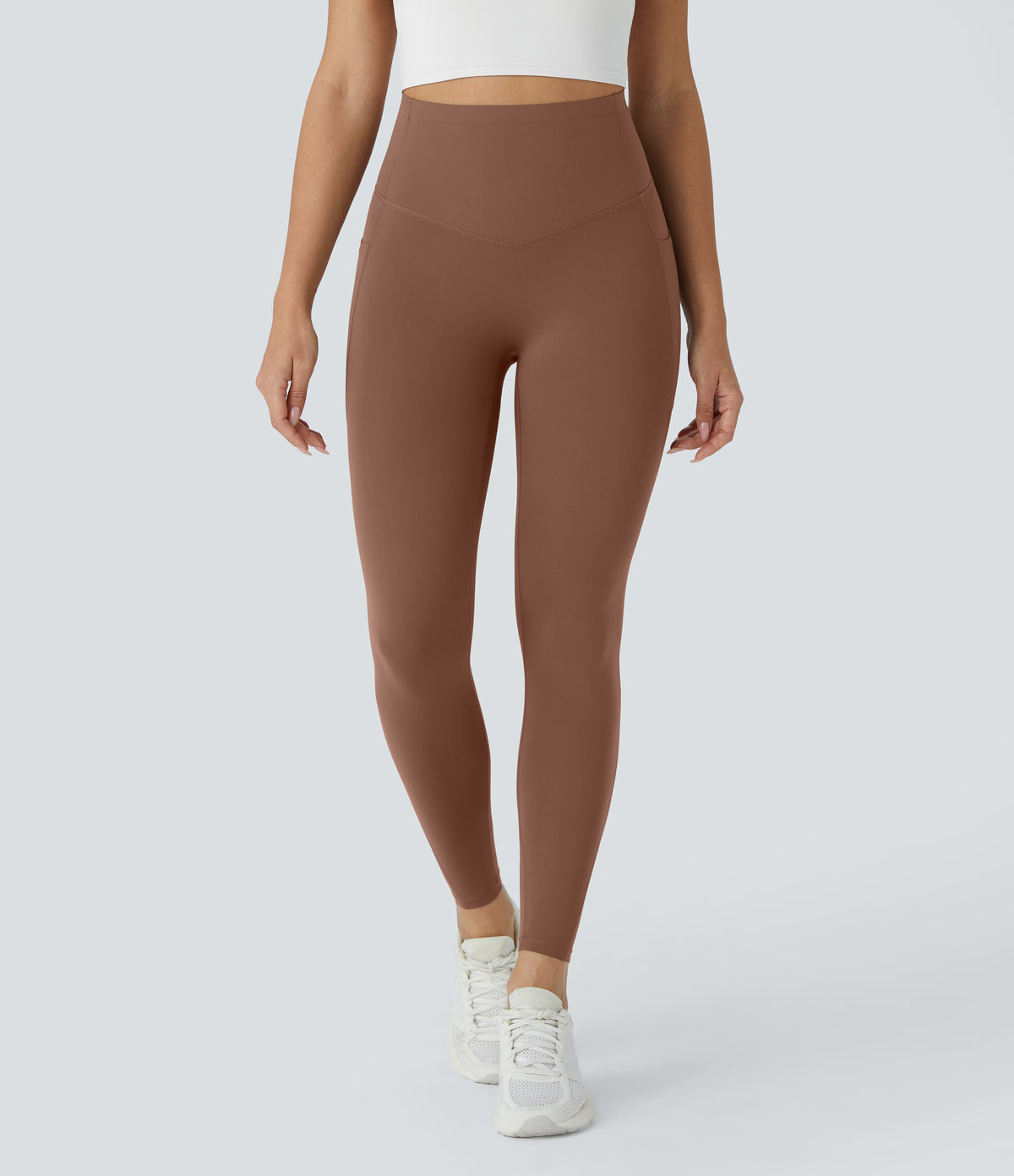 Halara UltraSculpt™ High Waisted Butt Lifting Tummy Control Pocket Shaping Workout Leggings - Thick Earthy Brown