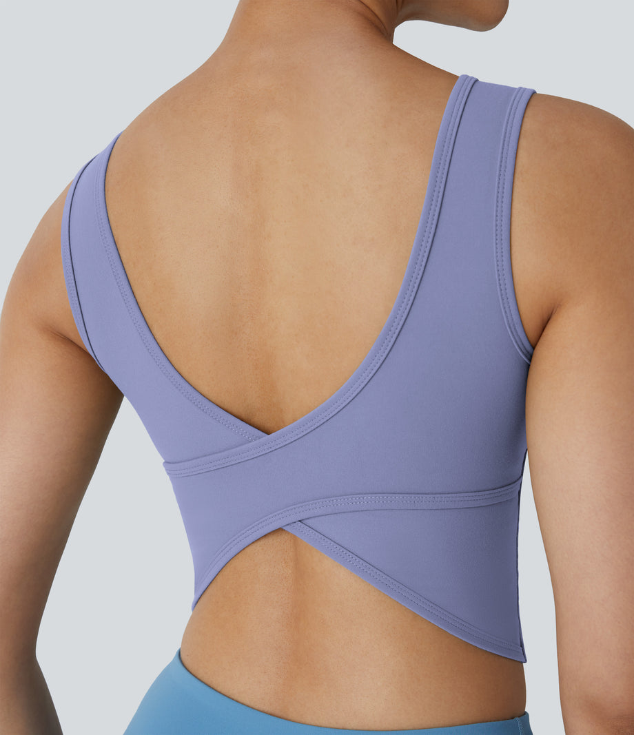 U Neck Crossover Barre Ballet Dance Tank Top A-D Cups - Baby Lavender
