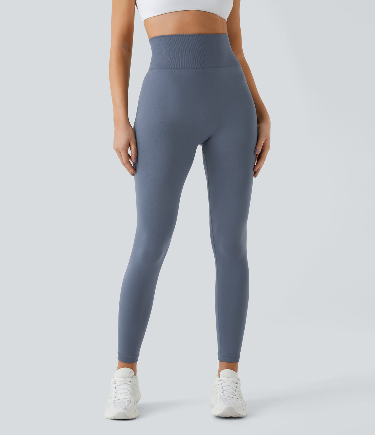 OneForm Seamless Flow High Waisted Ruched Plain Leggings - Vintage Indigo