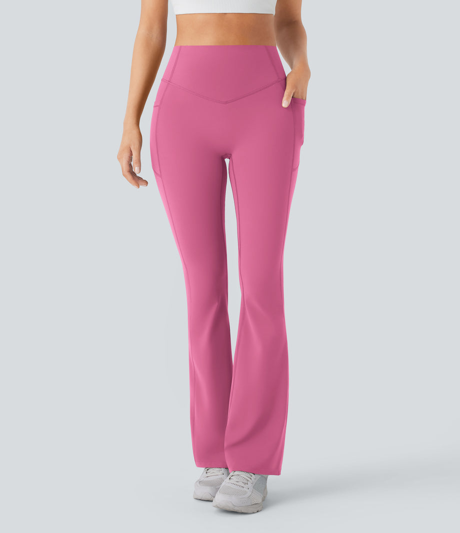 Halara UltraSculpt™ High Waisted Scrunch Butt Lifting Tummy Control Pocket Shaping Yoga Bootcut Leggings - Pink Power