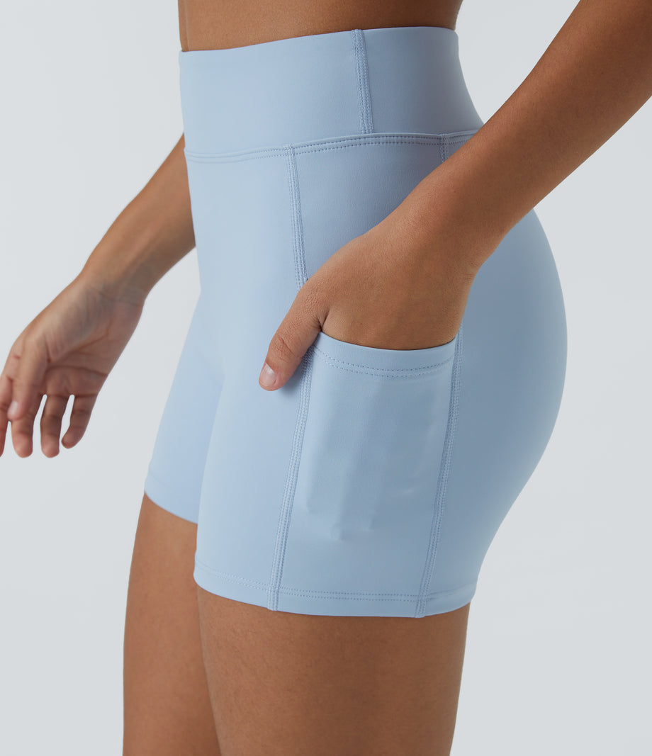 SoftlyZero™ Airy High Waisted Pocket Plain Cool Touch Yoga Shorts 3.5"-UPF50+ - Angel Falls