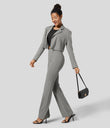 Halara Flex™ High Waisted Back Side Pocket Slight Flare Work Pants - Putty Gray