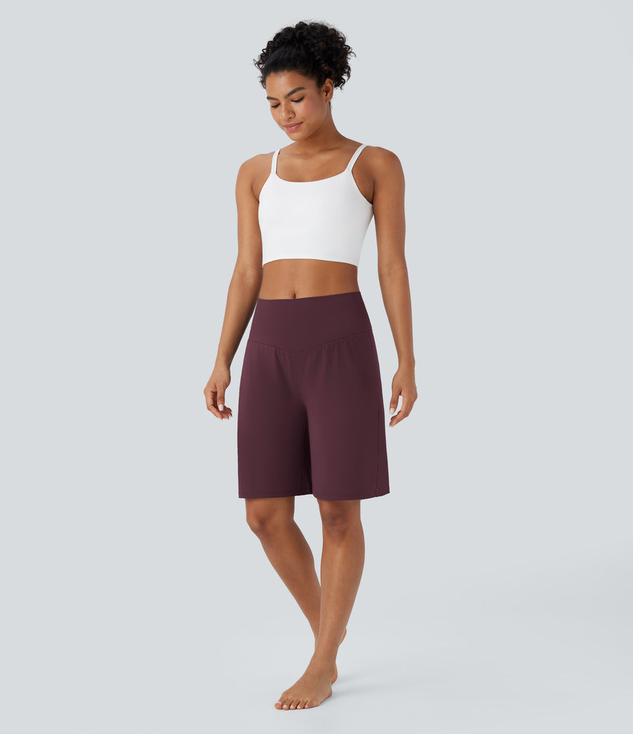 SoftlyZero™ Airy High Waisted Pockets Cool Touch Yoga Bermuda Shorts - Fig