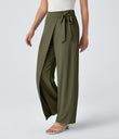 Halara Flex™ High Waisted Tie Side Wide Leg Work Pants - Burnt Olive