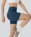 Halara UltraSculpt™ High Waisted Butt Lifting Tummy Control Pocket Shaping Training Biker Shorts 5'' - Majolica Blue