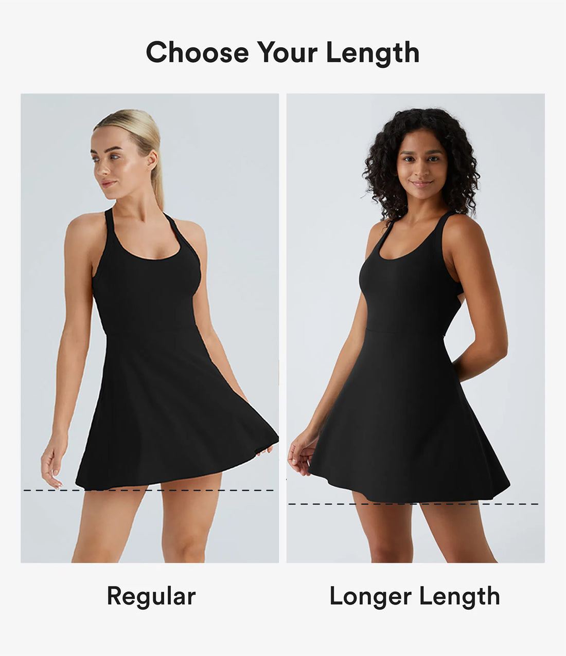 Flare Mini Dance Active Dress-Longer Length - Black