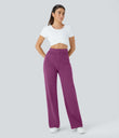 DayStretch High Waisted Pockets Straight Leg Casual Pants - Deep Orchid
