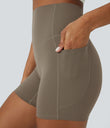Halara UltraSculpt™ High Waisted Tummy Control Side Pocket Shaping Training Biker Shorts 5'' - Dawn Brown
