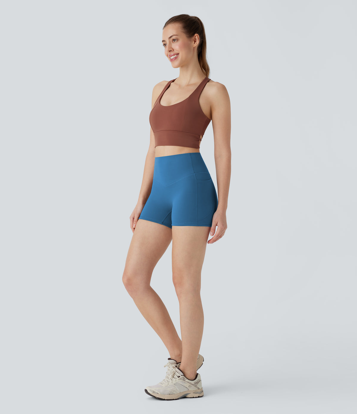 Halara UltraSculpt™ High Waisted Tummy Control Pocket Shaping Training Biker Shorts 3'' - Vallarta Blue