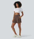 DayStretch High Waisted Work Baggy Shorts 4'' with Pockets - Chocolate Martini