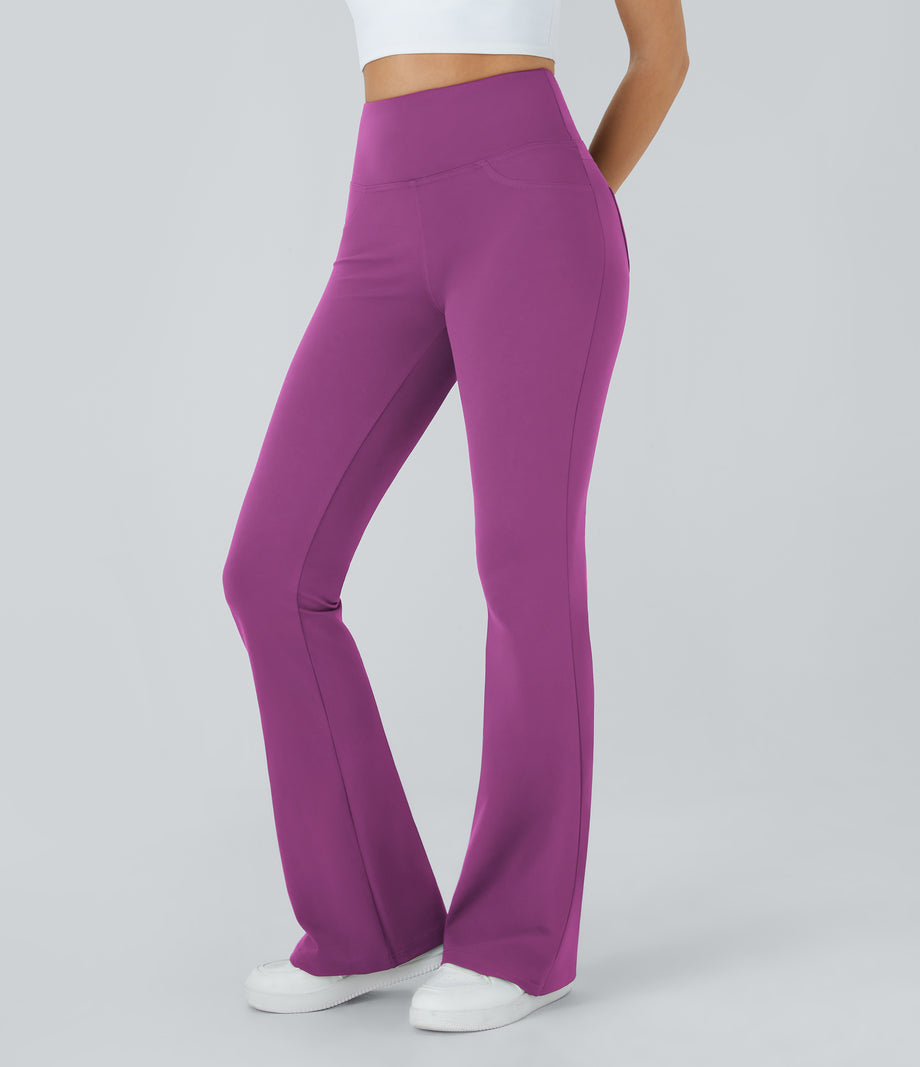 DayStretch High Waisted Pocket Flare Yoga Leggings - Deep Orchid