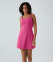 SoftlyZero™ Plush Double Straps 2-Piece Pocket Slip Dance Active Dress A-D Cups - Fuchsia Purple