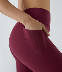 Patitoff™ 2.0 Pet Hair Resistant High Waisted Crossover Side Pocket Yoga Leggings - Anemone