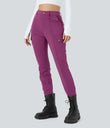 DayStretch High Waisted Zipper Pockets Solid Skinny Cargo Pants - Deep Orchid
