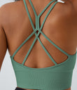 OneForm Seamless Flow Low Support Ruched Double Straps Sports Bra A-D Cups - Granite Green