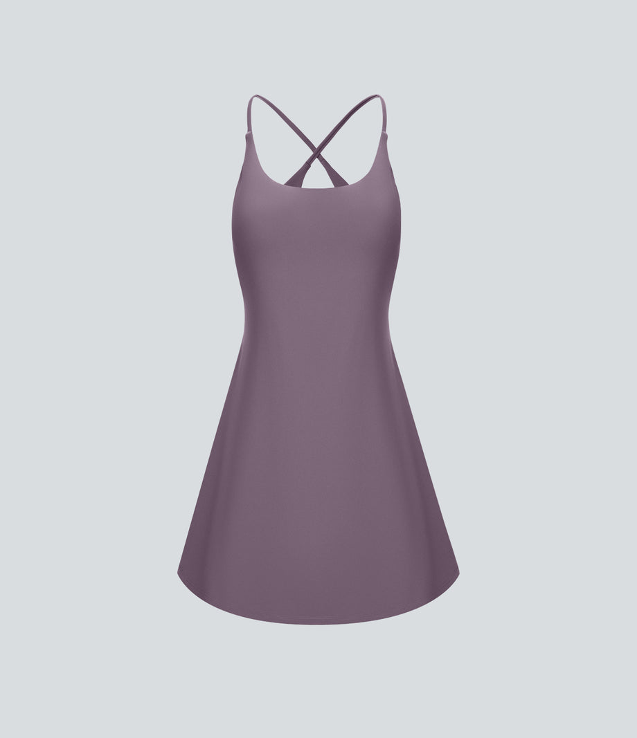 SoftlyZero™ Plush Backless Active Dress - Tulip Purple