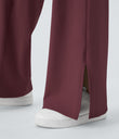 DayStretch Crossover Pocket Hem Wide Leg Yoga Pants-Smile - Red Mahogany
