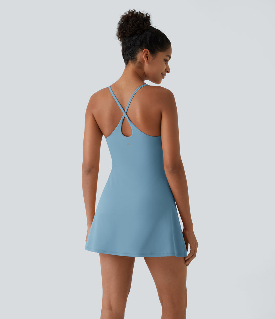SoftlyZero™ Plush Backless Active Dress-Easy Peezy Edition - Warm Mid Blue
