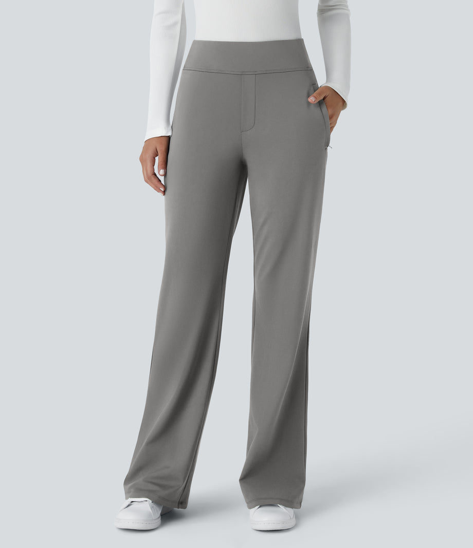 Halara Flex™ DayStretch Mid Rise Side Zipper Pocket Work Flare Pants - Silent Storm