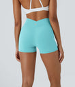 SoftlyZero™ High Waisted Crossover Plain Yoga Biker Shorts 3''-UPF50+ - Island Paradise