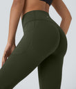 Halara UltraSculpt™ High Waisted Scrunch Butt Lifting Tummy Control Pocket Shaping Capri Training Leggings - Deep Woodland Green