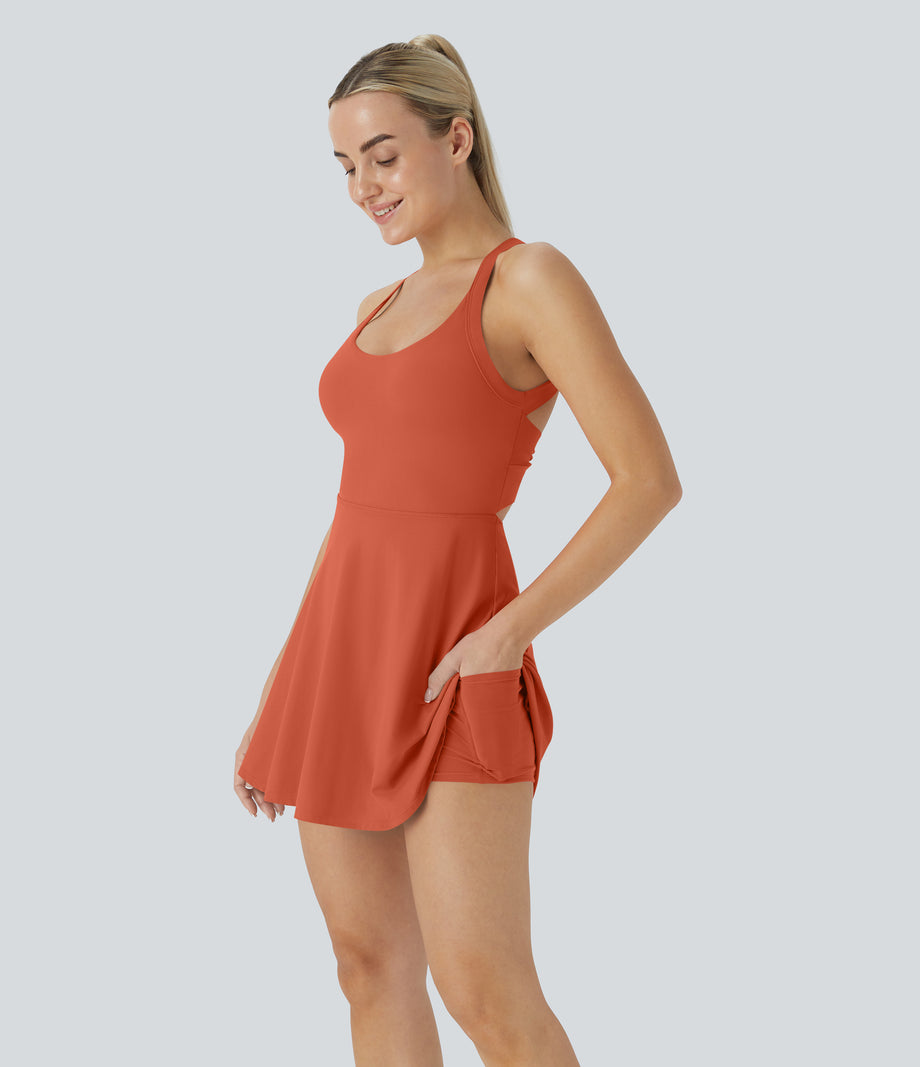 SoftlyZero™ Airy Backless Twisted Cool Touch Dance Active Dress-Easy Peezy Edition - Orange Rust
