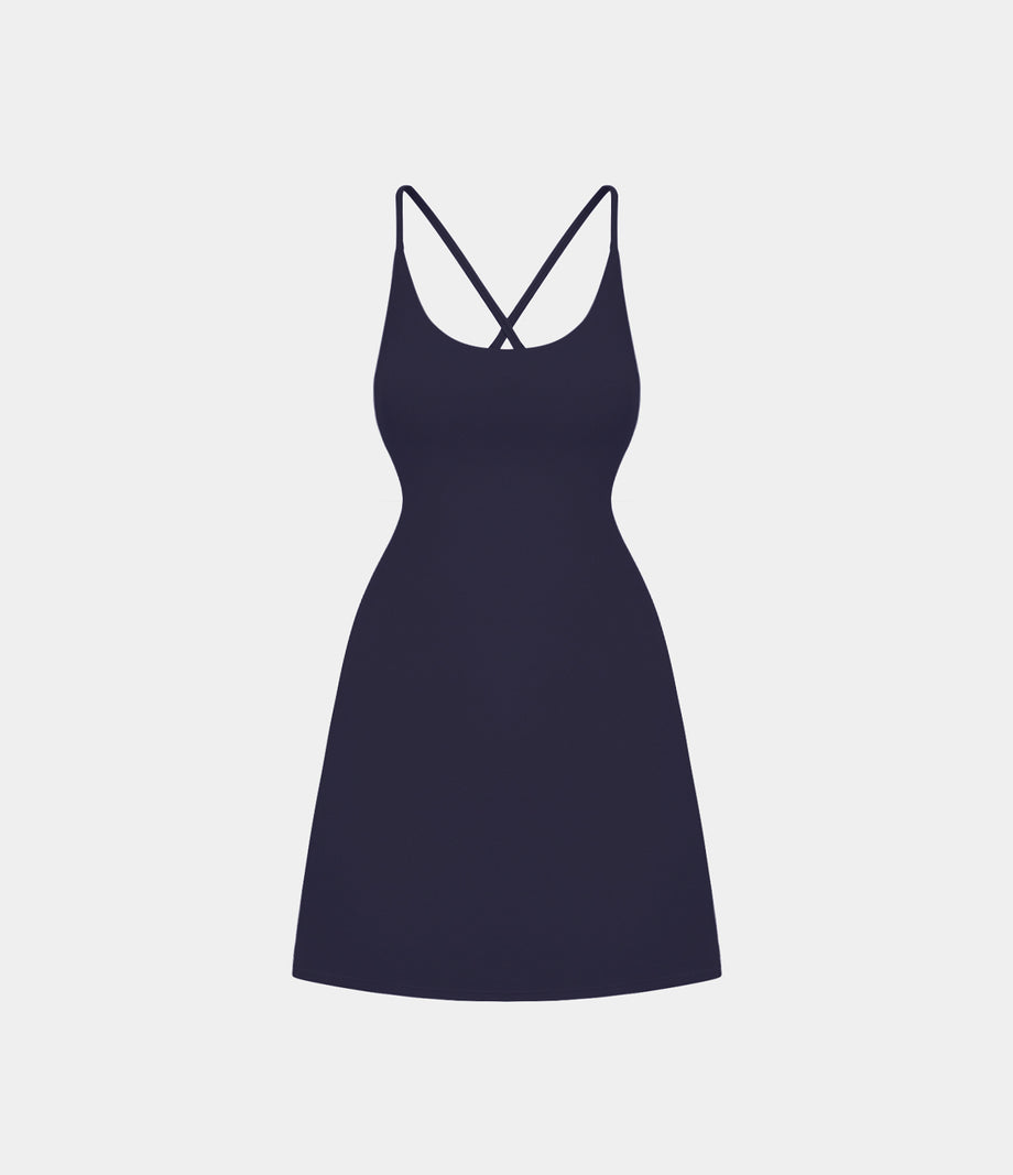 SoftlyZero™ Plush 2-in-1 Pocket Mini Active Dress DD-F Cups - Peacoat