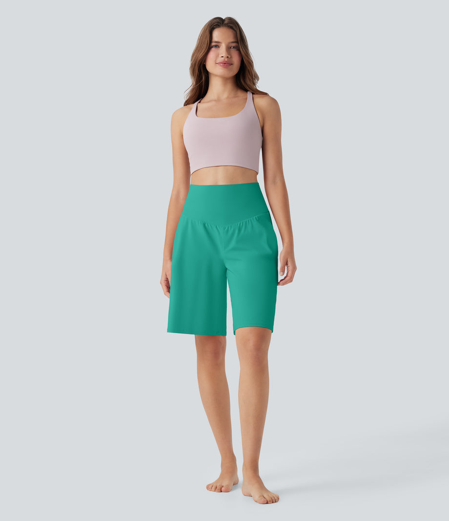 SoftlyZero™ Airy High Waisted Pockets Cool Touch Yoga Bermuda Shorts - Waterfall