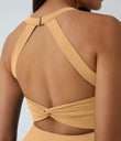 SoftlyZero™ Airy Backless Twisted Flare Low Support Dance Active Dress-Longer Length-Easy Peezy Edition A-D Cups - Sunburst