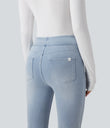 Halara Flex™ High Waisted Pockets Washed Casual Bootcut Jeans - Ice Water Denim