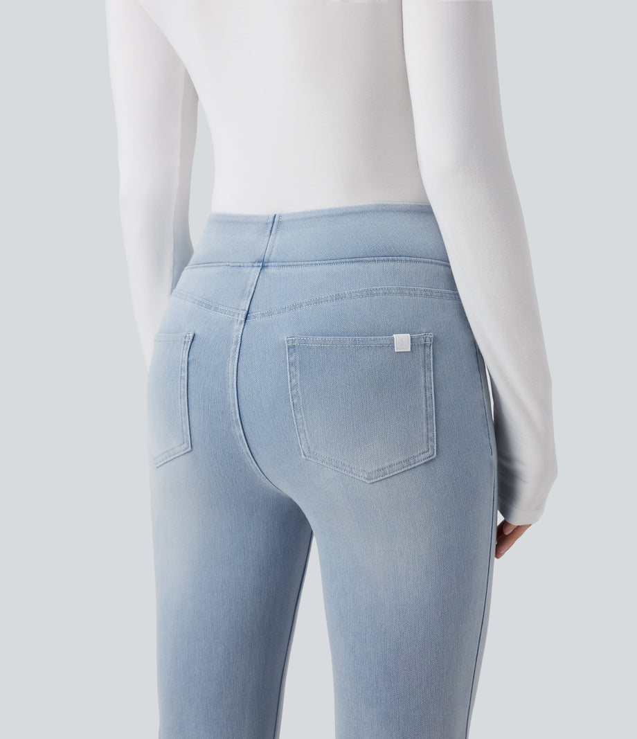 Halara Flex™ High Waisted Pockets Washed Casual Bootcut Jeans - Ice Water Denim