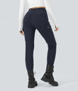 DayStretch High Waisted Zipper Pockets Solid Skinny Cargo Pants - Midnight Blue