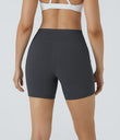 High Waisted Pocket Running Biker Shorts - Asphalt