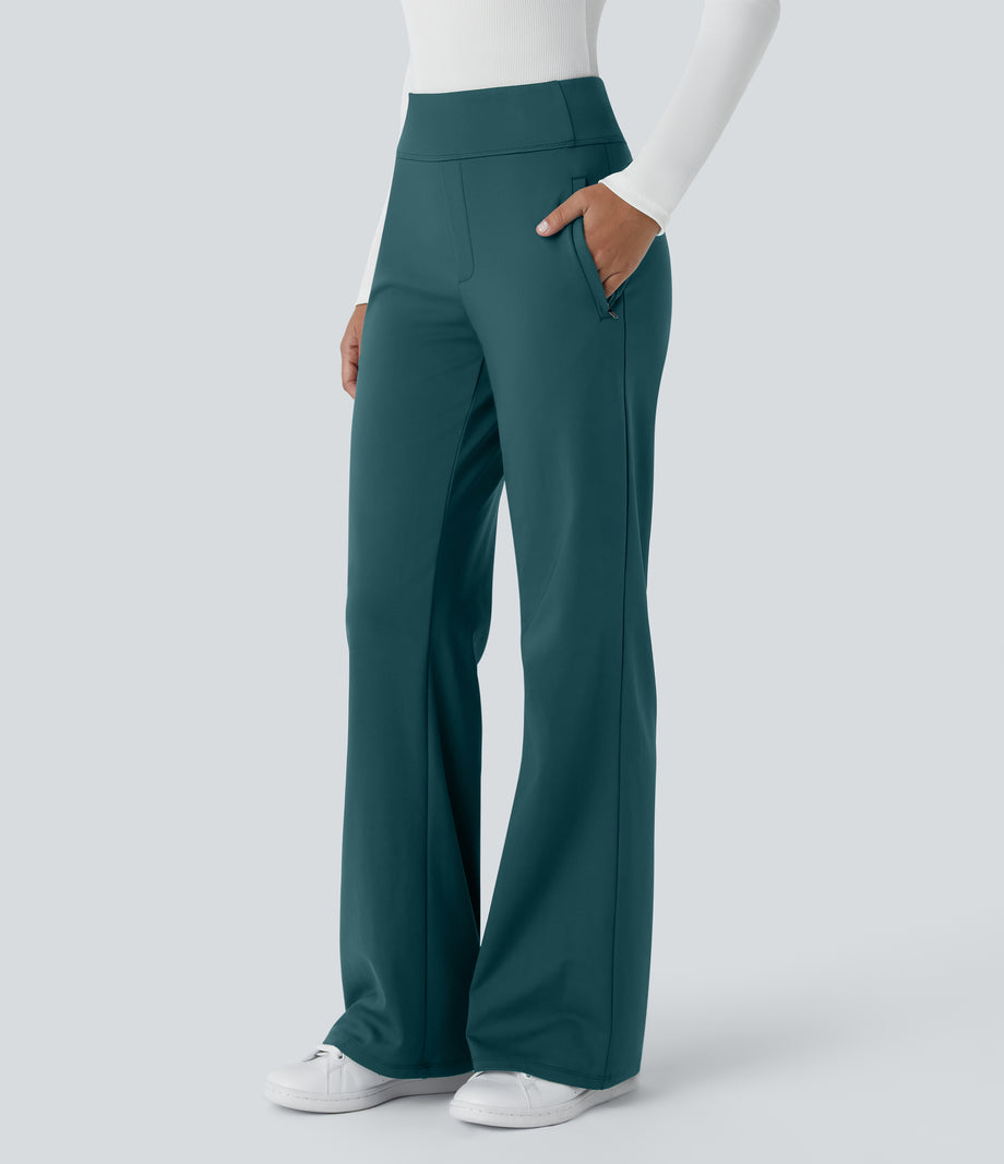Halara Flex™ DayStretch Mid Rise Side Zipper Pocket Work Flare Pants - Atlantic Deep