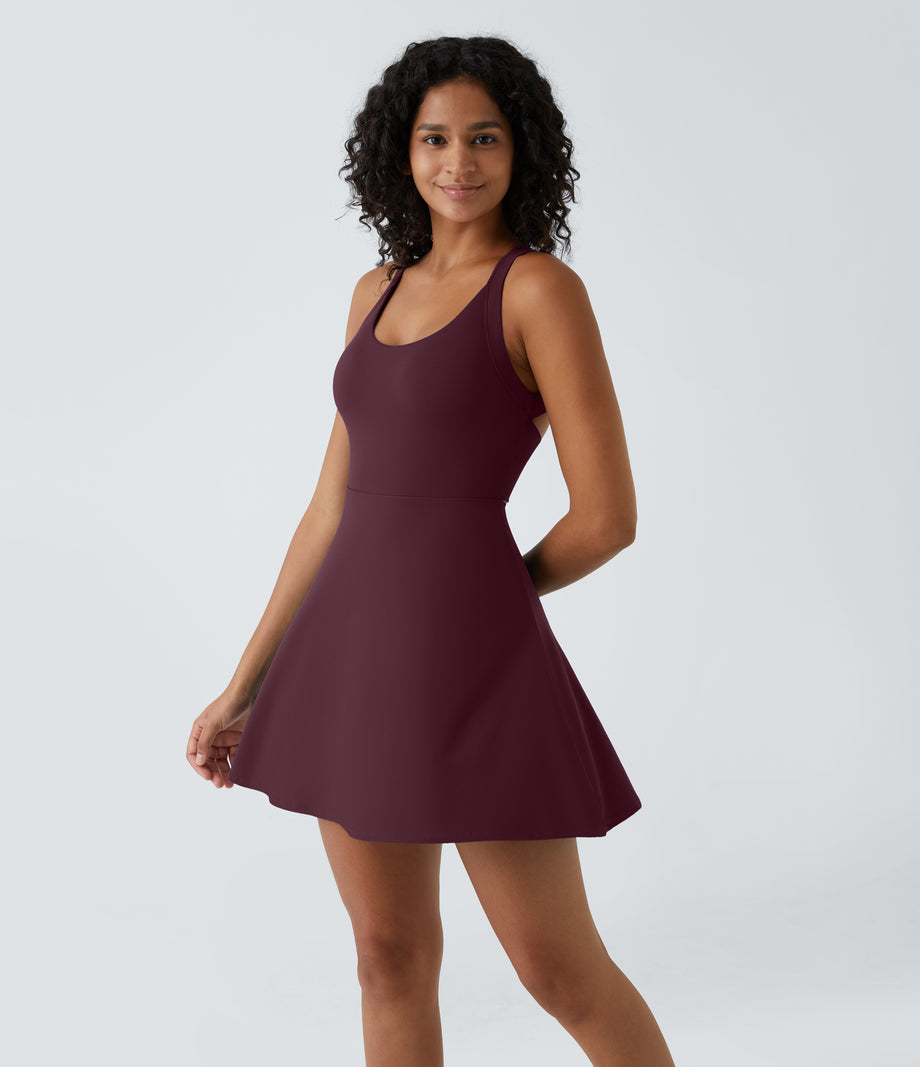 Flare Mini Dance Active Dress-Longer Length - Fig