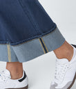 Halara Flex™ High Waisted Pockets Rolled Hem Wide Leg Washed Casual Jeans - Paint Blue Denim
