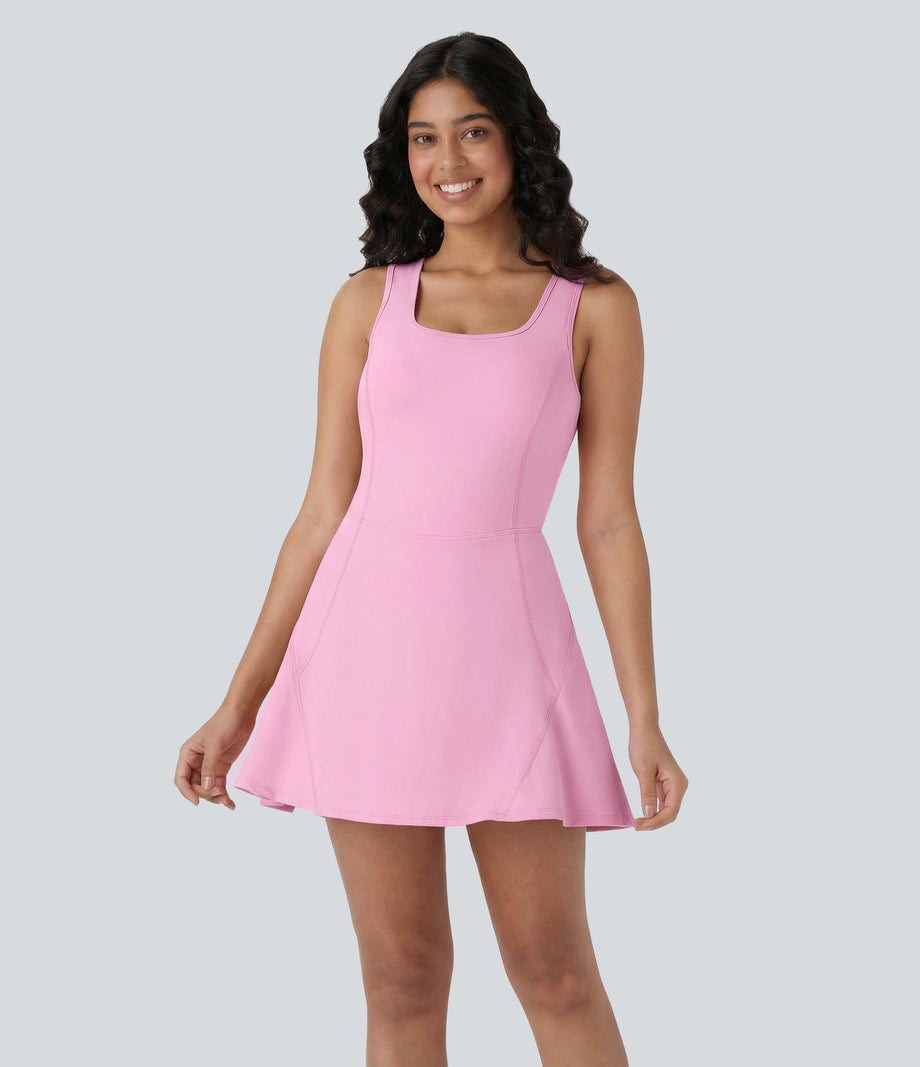 SoftlyZero™ Airy U Neck 2-in-1 Pocket Mini Cool Touch Dance Active Dress - Nosegay